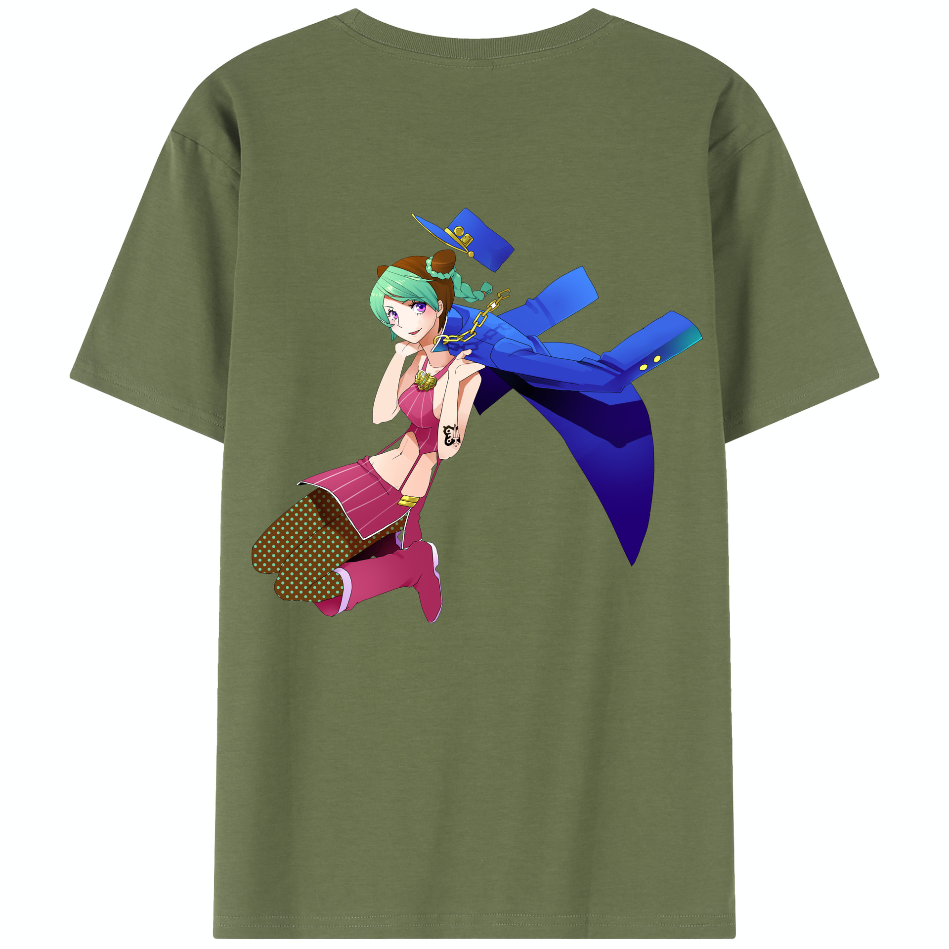 （画像用） "ジョジョの奇妙な冒険 くうじょう ジョリーン JoJo's Bizarre Adventure Jolyne Cujoh " 綿100％半袖Tシャツ（背面プリント）